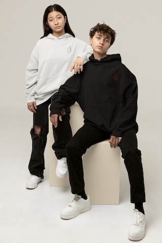 Nevermind Ateş Ve Su Baskılı Sevgili Hoodie Kadın Erkek Oversize Çift Swe Siyah