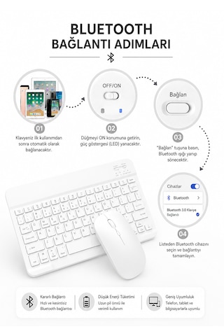 Klavye & Mouse Seti Akıllı Cihazlar İçin Mükemmel Uyum Windows Android Apple Uyumlu iOS Diğer