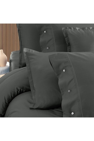 Sarev Monochrome Dark Gray %100 Pamuk Saten ''300 Tc" Nevresim Takımı Ks V9 Kahverengi