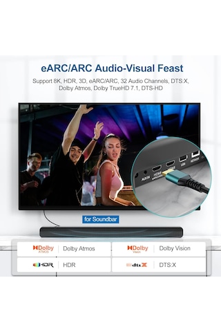 Hdmı 2.1 Kablo 8k 60hz 4k 240hz 165hz 144hz 120hz Yüksek Hızlı, Hdmı Kablo Ultra Hd10 Metre 10 Metre