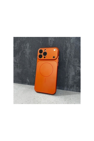 İphone 17 Pro Max Kılıf Magsafe Uyumlu Mat Ag Glass Buzlu Cam Anti-glare Darbe Emici Şeffaf Kenarlı Premium Koruma Turuncu - 883326404 Turuncu - 883326404 Turuncu