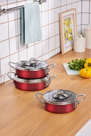 Karaca Ateş Emaye 6 Parça Omlet Seti Bordo