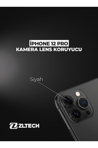 İphone 12 Pro Uyumlu Kamera Lens Koruyucu Black