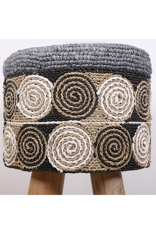 Rafya Puf & Stools-doğal Teak Gövde 42x50 Cm Mix