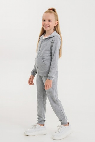 Kız - Erkek Çocuk Basic Fermuarlı Okul Eşofman Takımı Ak0785 Gri
