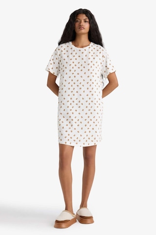 Defacto Regular Fit Bisiklet Yaka Kısa Kollu Desenli Gecelik-fall İn Love F9839ax25auer85 Ekru