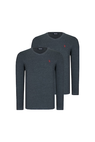 İkili Set T8587 Dewberry V Yaka Erkek Sweatshırt-antrasit-antrasit Antrasit-antrasit