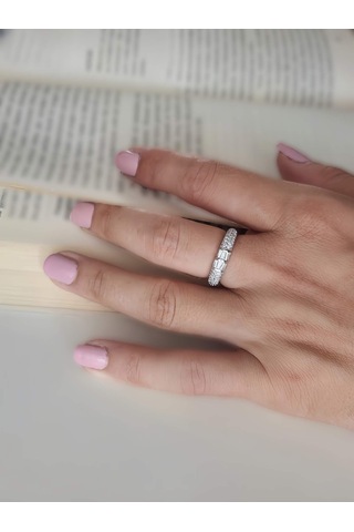 Bombeli Zirkon Taşlı Ayarlanabilir Silver Gümüş Renkli Yüzük Silver