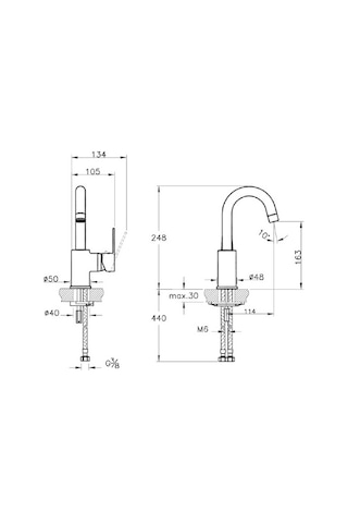Punto Squa A42588 Lavabo Bataryası Yuksek Doner Borulu