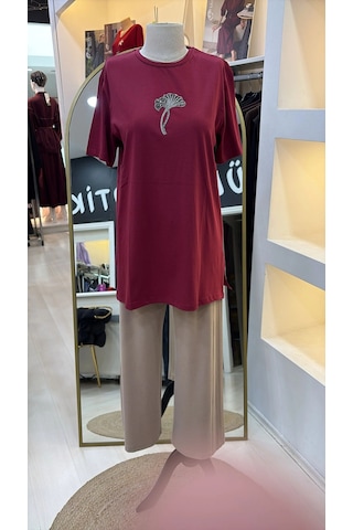 Qmash Kısa Kollu Tişört 4317 Bordo