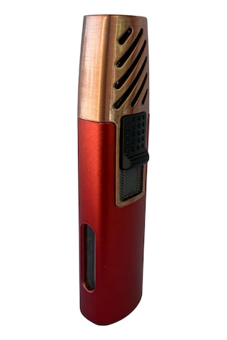 Premiumquality Kırmızı-bronz Tek Torch Pürmüz Metal Puro Çakmağı - Tr8581