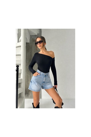 Bluemarlin Buz Kar Yan Kılçık İşlemli Kısa/mini Denim/kot Şort Buz Kar