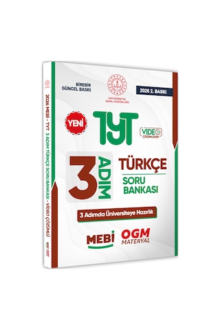 2026 TYT Mebi-ogm 3 Adım Türkçe Soru Bankası Renkli A4 Boyut Video Çözüm Baskı Ücreti