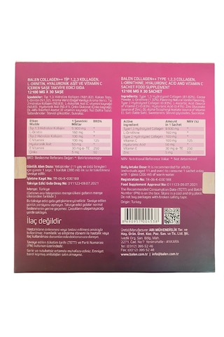 Balen Collagen Tip 123 Hyaluronik Asit 30 Şase 12100 MG