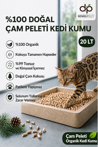 Denizli Pelet %100 Doğal Çam Peleti Kedi Kumu 10 Kg 20 Lt