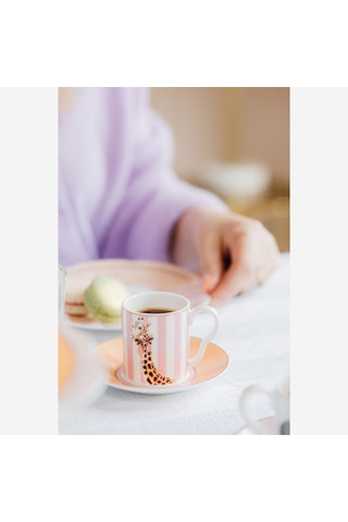 Pembe Porselen Kahve Fincan Seti 90 Ml