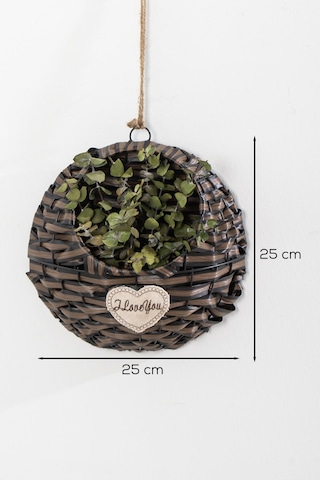 Porsima 2065-1 Kahve Dekoratif Çok Amaçlı Saksılık Hasır Modelli Saksı Çiçeklik