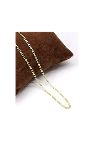 Omar Silver Unisex İnce Figaro 2,2 Mm 925 Ayar Gold Altın Kaplama Gümüş Kolye Zincir