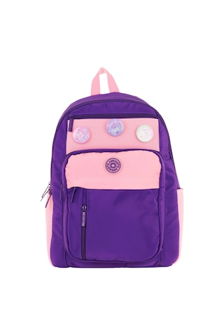 Kauko Holiday Kız Çocuk Altı Bölmeli Rozetli Okul Sırt Çantası - Mor Pembe - K1829 Mor - Pembe