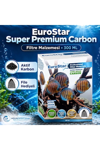 Eurostar Akvaryum Filtre Malzemesi - Aktif Karbon - Super Premium Carbon - 300 Ml - File Hediyeli