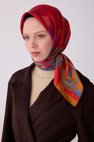 Belli Obje Desen İpek Twill Eşarp - 2026 İlkbahar-yaz T 4300 Kırmızı