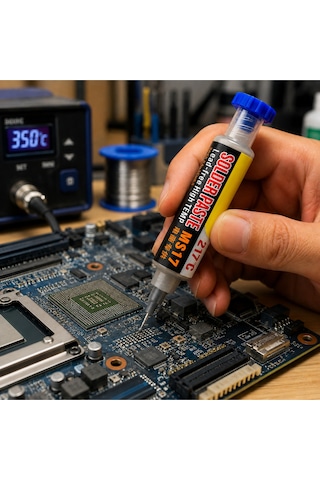 Ms17 Kurşunsuz Şırınga Krem Lehim Solder Paste 217 Derece 20g 7.5 Cm