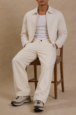 Tarz Cool Erkek Baggy Pantolon Geniş Paça Rahat Kesim Günlük Stil Bej