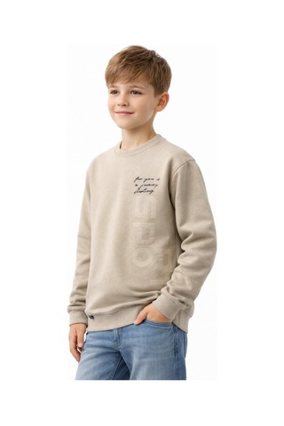 Baglan Erkek Çocuk Önü Baskılı Sweatshirt Bgl-st05233 Taş
