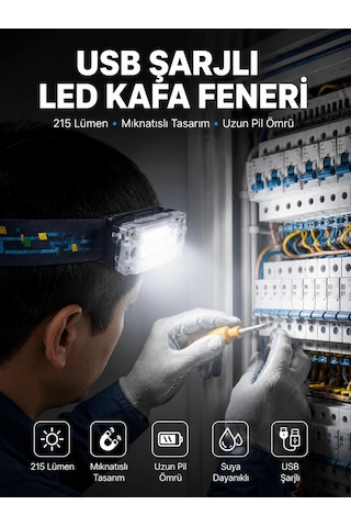 Kafa Lambası Led Fener Pratik Taşınabilir Ayarlanabilir Usb Şarjlı - 530 Diğer