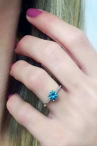 Sky Diamond Blue Creative Sapphire 925Ayar Gümüş Lüks Tek Taş Yü 12