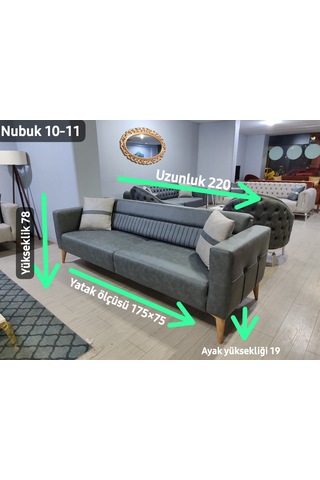 Mimoza Üçlü Koltuk Nubuk Antrasit