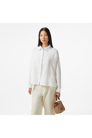 Nautica Kadın Beyaz Oversize Fit Gömlek Düz 55w072t Beyaz