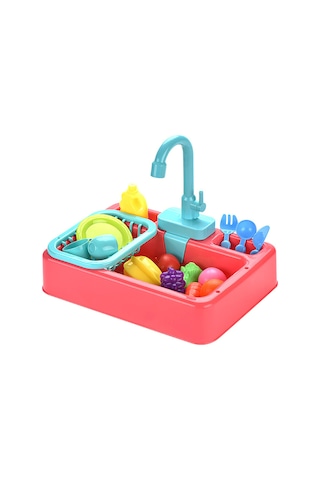 Gajeena Çocuklar İçin Elektrikli Mutfak Lavabo Oyuncak Seti, Turuncu, Su Döngüsü Sistemi Ve Eğitici Özellikler, 8 Parça Meyve Sebze Ve Beste Takımı