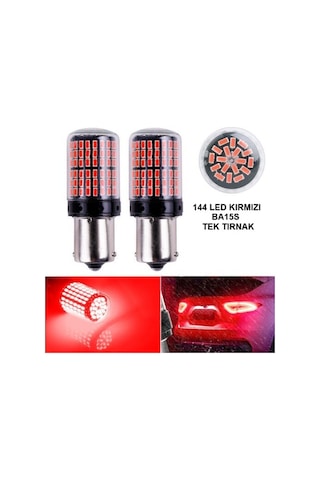 Oto Led Sinyal Park Ampulü Ultra Parlak Kırmızı 1156 Tek Tırnak 9w 144 Led Tak Kullan Ürün Ba15s