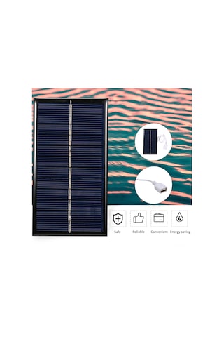 Lemestar 6v 1w Usb Çıkışlı Polikristal Güneş Paneli - Taşınabilir Dış Mekan Telefon Power Bank Şarj Cihazı 11x6cm