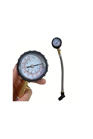 Boatshop1 Qc-15 Yüksek Hassasiyetli Lastik Basınç Ölçer Esnek Hortum Ve Analog Kadran İle Tüm Lastik Tipleri İçin Dayanıklı Ergonomik Tasarım