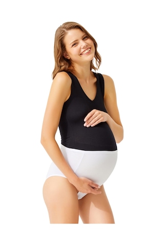 Cottonhill Beyaz Pamuklu Yüksek Bel Hamile Bikini Külot Beyaz