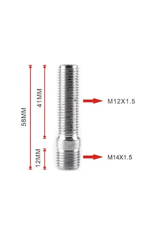 Cbtx 20 Adet 5.8cm Evrensel Araba Modifikasyonu Genişletilmiş Tekerlekler Saplama Dönüşüm M14x1.5 İla M12x1.5 Vida Adaptörü Ln032 Ln033 Ln044