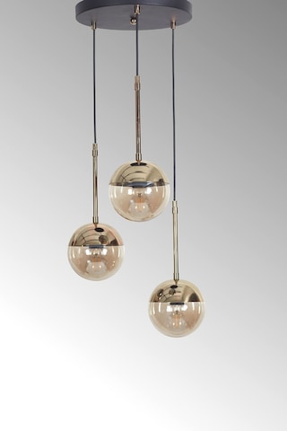 Nova 3 Lü Gold-siyah Metal Gövde Bal Rengi Camlı Tasarım Lüx ... Gold