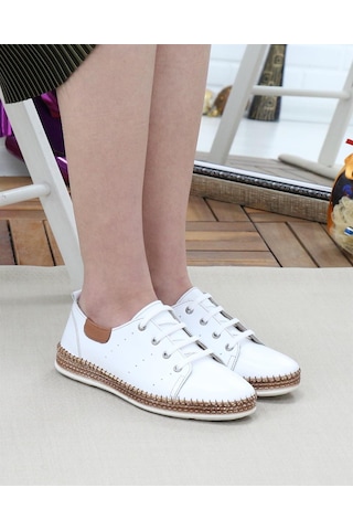 Nesil Shoes Syg P38 Beyaz Hakiki Deri Kadın Ayakkabı