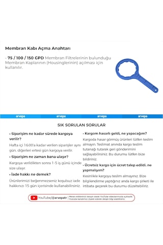 Su Arıtma Cihazı Membran Kabı Açma Anahtarı