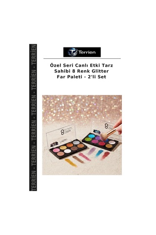 Özel Seri Canlı Etki Tarz Sahibi 8 Renk Glitter Far Paleti - 2'li Set Çok Renkli