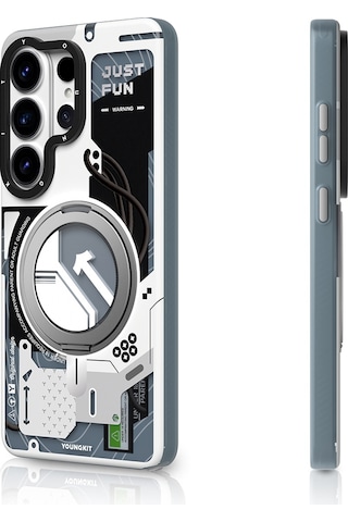Samsung Uyumlu Galaxy S26 Ultra Kılıf M-safe Şarj Özellikli Youngkit Starship Serisi Kapak Beyaz Beyaz