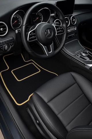 5 Parça Universal Topuk Destekli Oto Halı Paspas Takımı Kenar Renk Sarı