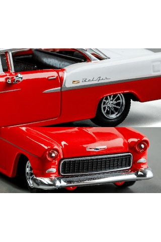 Majorette Collection Chevrolet Bel Air 1955 Model Araç Kırmızı / Beyaz Model Araba