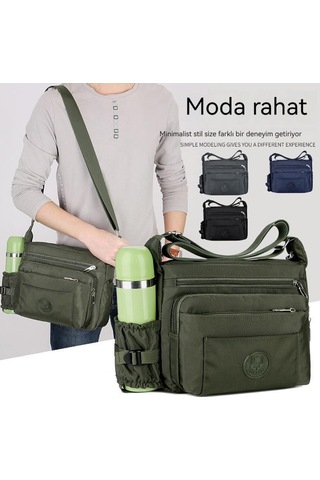 Büyük Boy Tek Askılı Modaya Uygun Şık Ve Dayanıklı Naylon Çapraz Çanta Gri