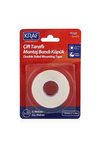 Kraf Çift Taraflı Köpük Montaj Bantı 15 Mm X 1,9 Mt