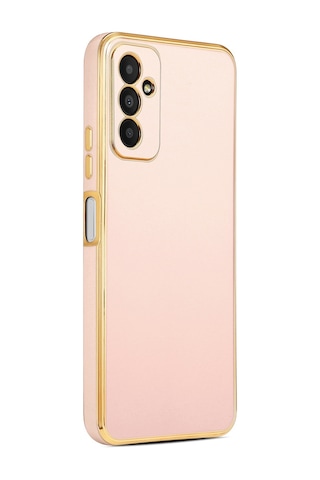 Samsung Galaxy Uyumlu M13 Kılıf Zore Kenarı Gold Renk Silikon Bark Kapak