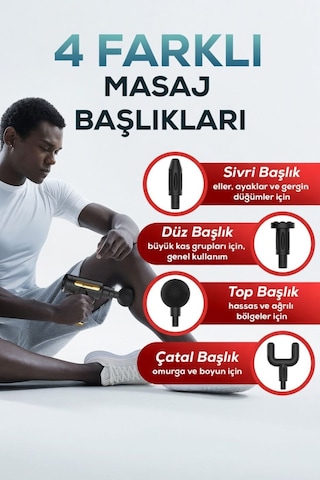 Masaj Tabancası Şarjlı 6 Kademeli Boyun Bel Sırt Bacak Ayak Masajı Mini Masaj
