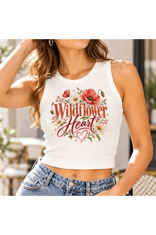 Bk Gift Sıfır Kol Fitilli Crop Bluz - Esnek Likralı Günlük Crop-13 Beyaz